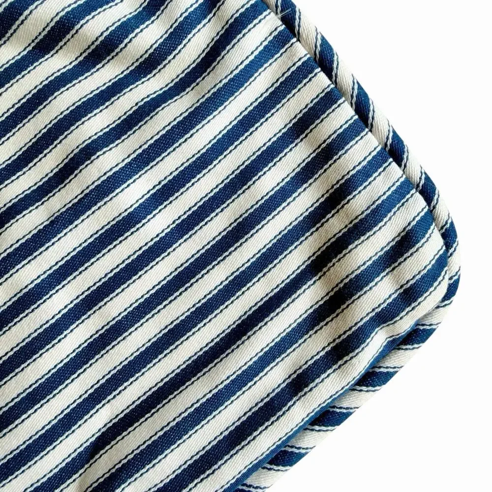 Pottery Barn Antique Striped Pillow Covers 24x24 Navy Blue Ticking Set Of TWO